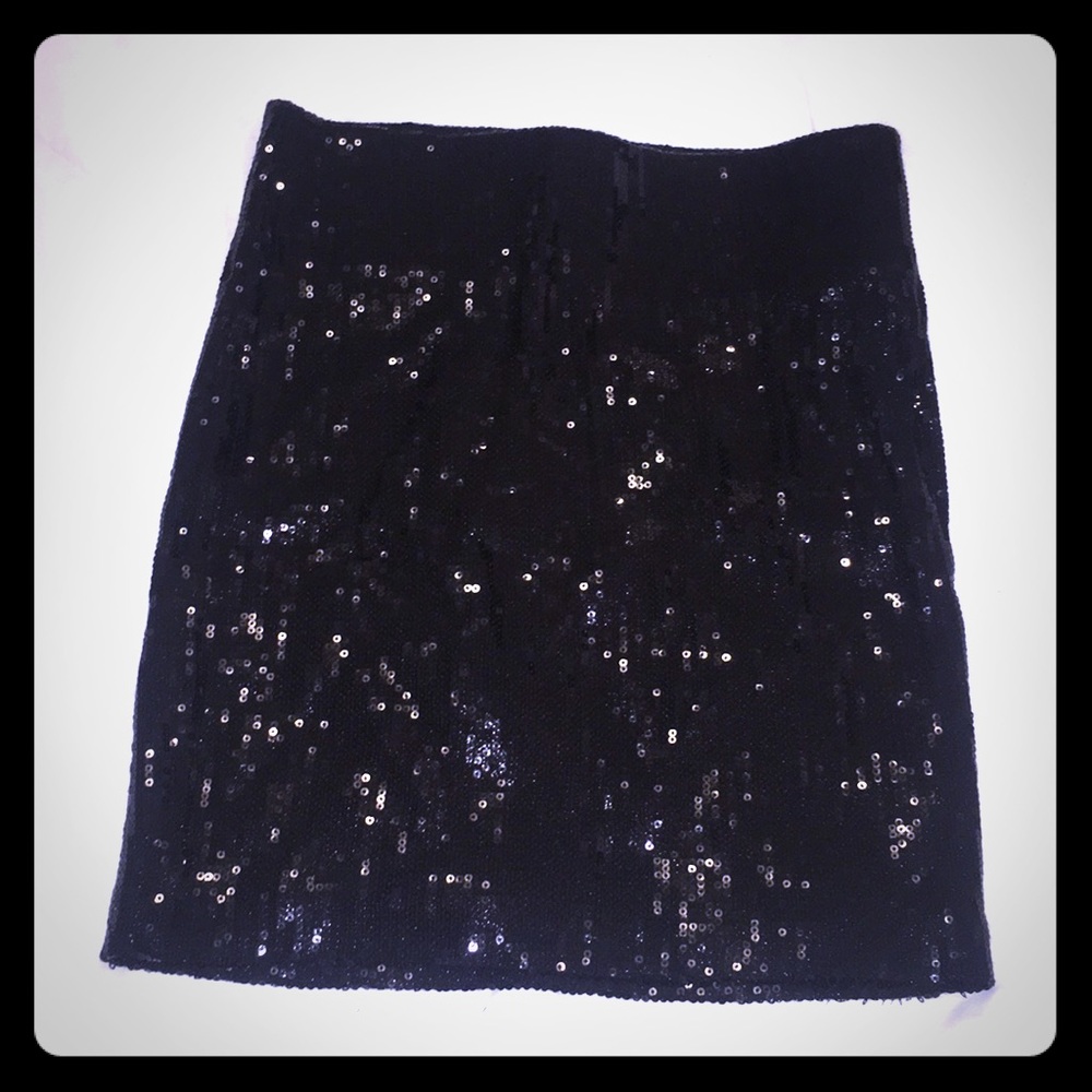 Black sequin mini skirt